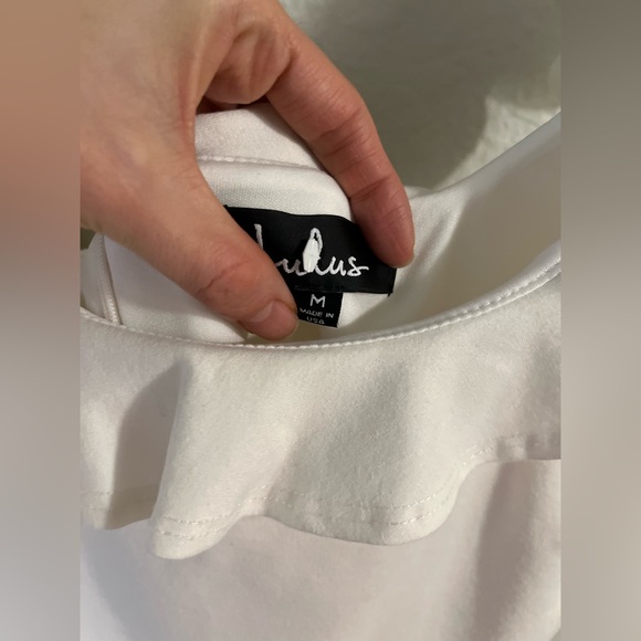 Lulus Dream Girl White Ruffled Bodycon Dress M Party Cocktail Sleeveless Flirty - Picture 7 of 10